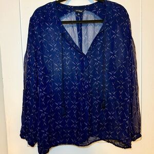 Lucky Brand Navy Sheer Blouse